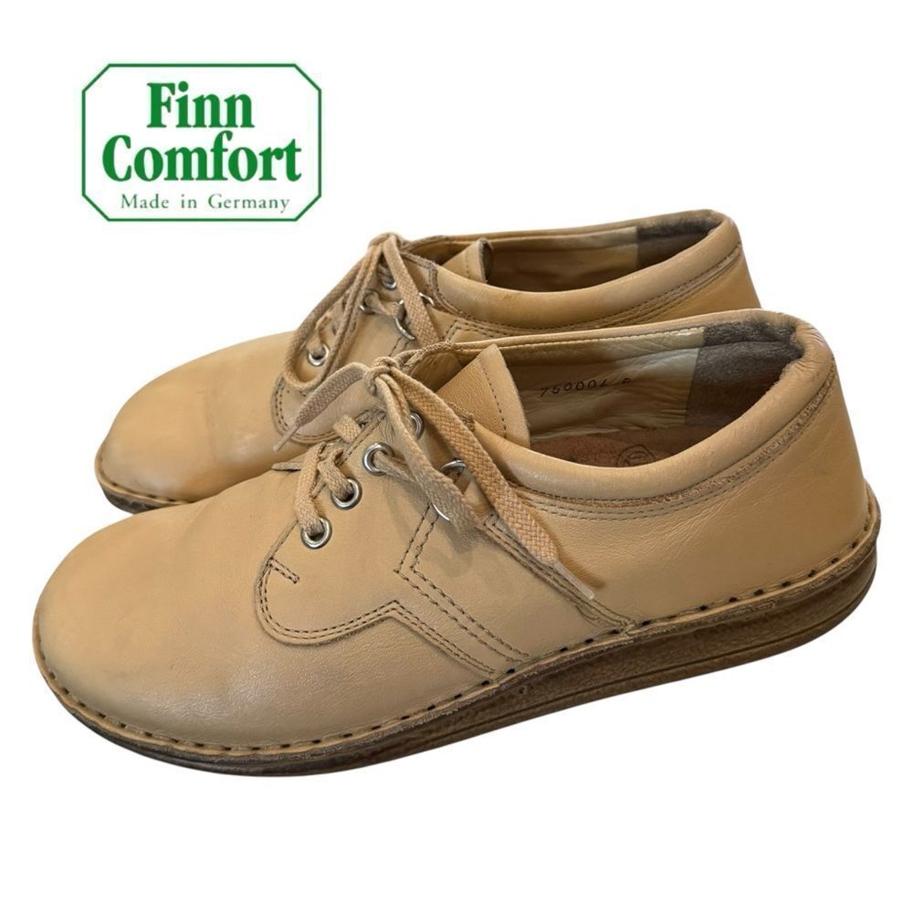 Finn Comfort Women's Leather Lace-up Oxford Vintage Walking Shoes 38
